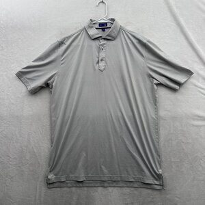 Stitch Polo Shirt Men L Gray Golf Striped Performance Preppy Casual